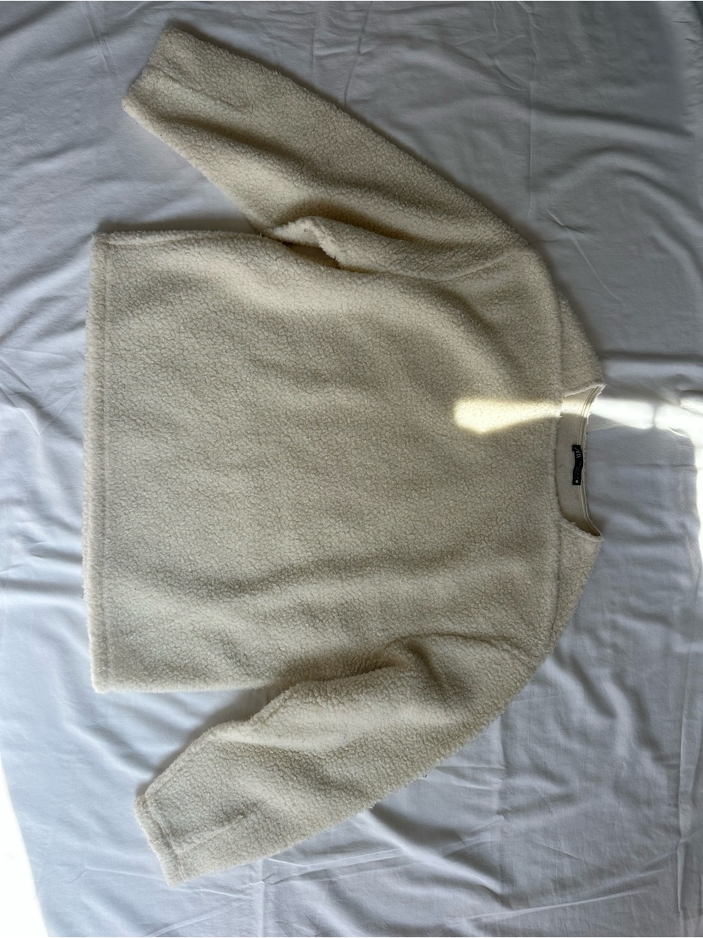 Zara Cream Sherpa Crewneck Sweater